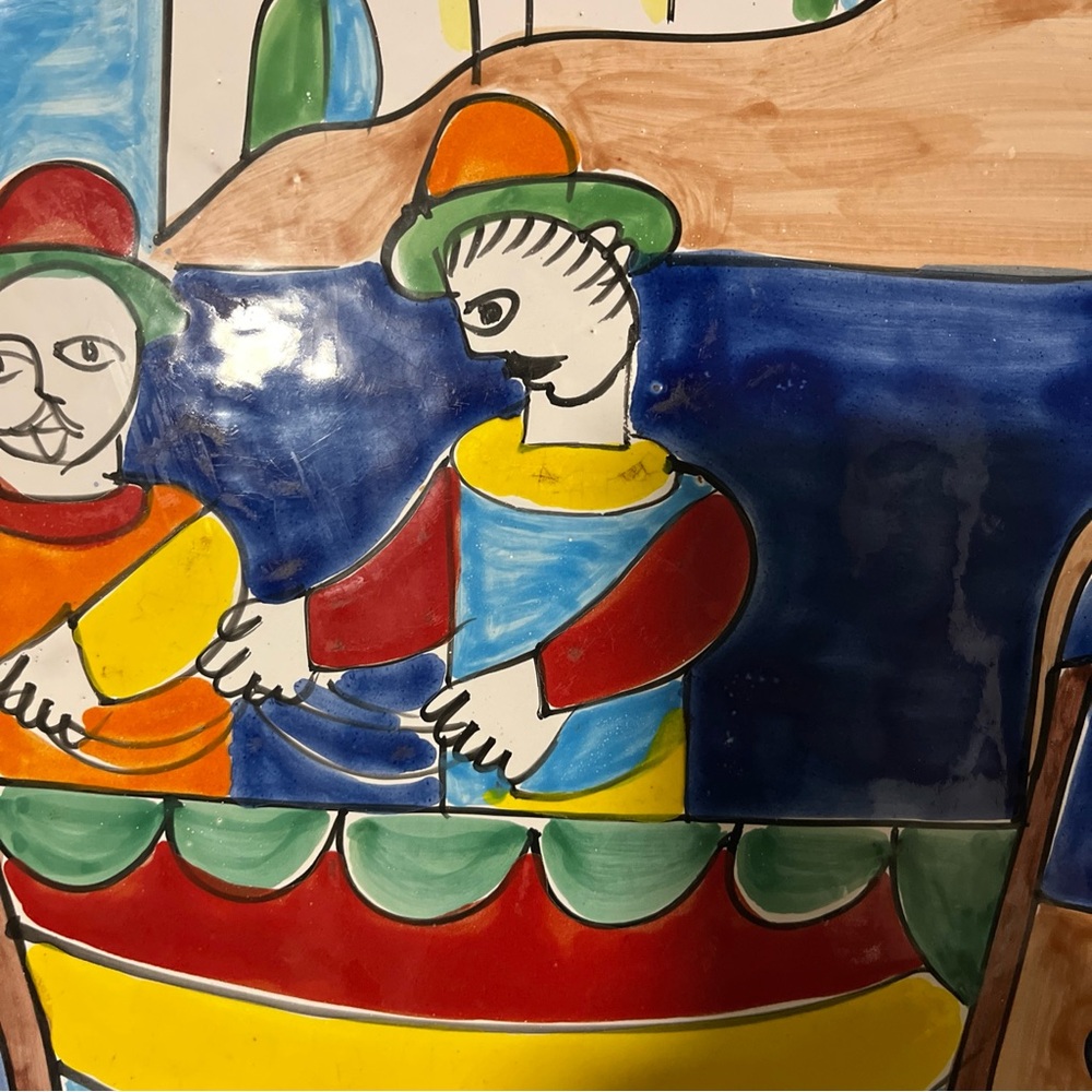 La Musa 14” Wall Plate Signed Hand Painted Plate Platter Art Pottery Italy Beach